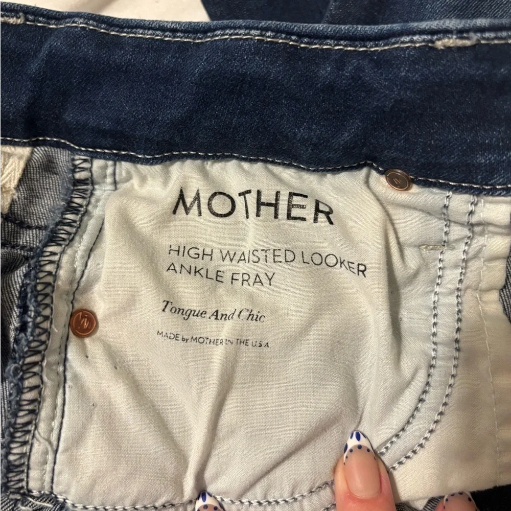 Mother, high waisted, looker ankle fray, Dark Blue Women's Jeans size 27 - Picture 7 of 11